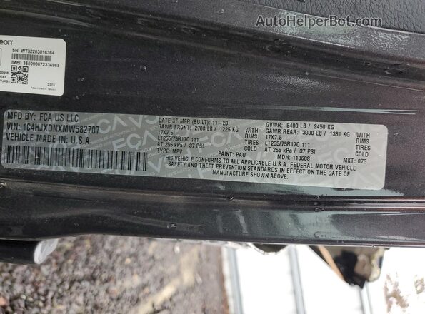 1C4HJXDNXMW582707 2021 JEEP WRANGLER Gray VIN sticker view