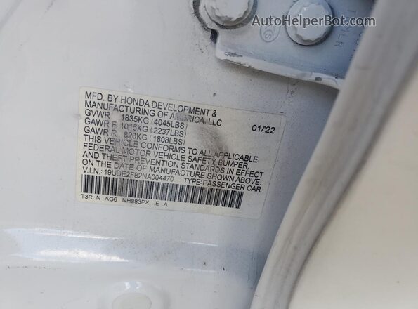 19UDE2F82NA004470 2022 ACURA ILX White 
