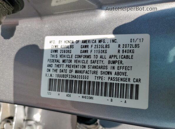 19UUB2F33HA005550 2017 ACURA TLX Серебряный 