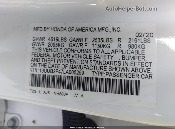19UUB2F47LA005259 2020 ACURA TLX Beige Շարժիչի բաժամունքի տեսք