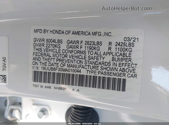 19UUB6F30MA010044 2021 ACURA TLX Blue Engine compartment view