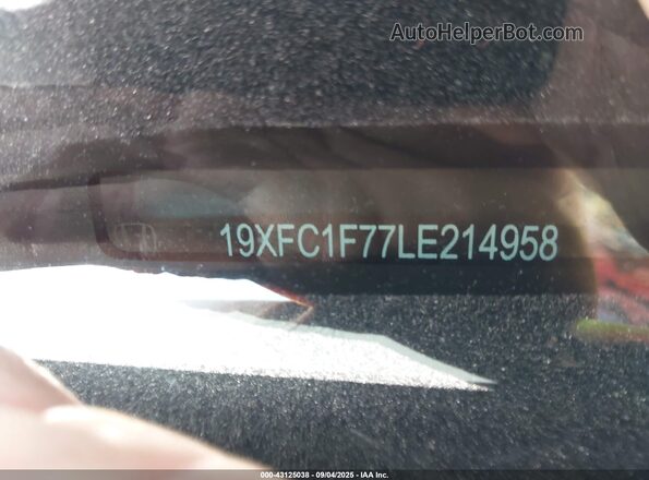 19XFC1F77LE214958 2020 HONDA CIVIC Gray 