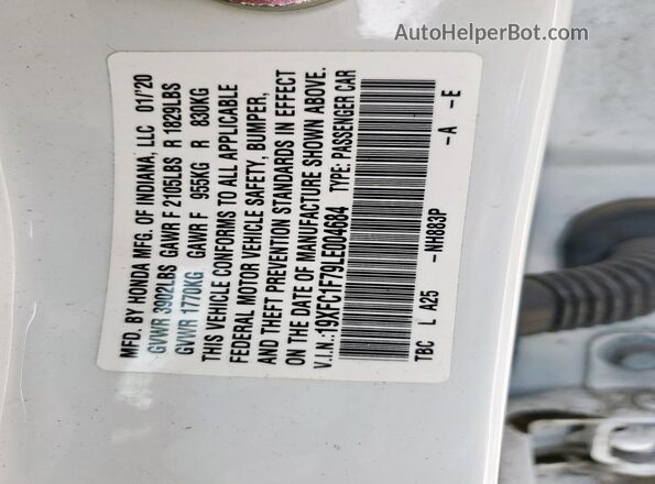 19XFC1F79LE004684 2020 HONDA CIVIC White Engine compartment view