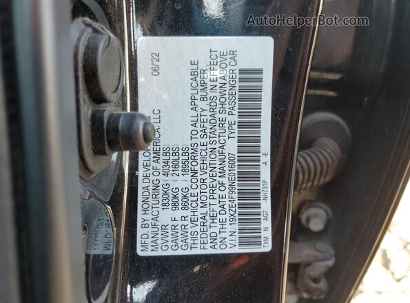 19XZE4F99NE016007 2022 HONDA INSIGHT Черный 