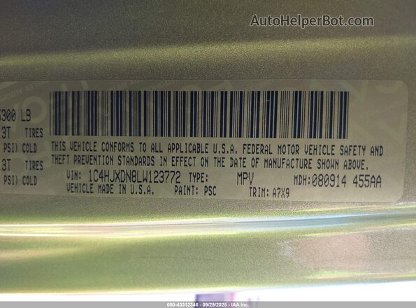 1C4HJXDN8LW123772 2020 JEEP WRANGLER UNLIMITED Silver Շարժիչի բաժամունքի տեսք