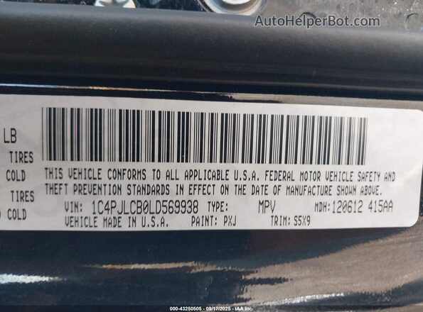 1C4PJLCB0LD569938 2020 JEEP CHEROKEE Black Widok komory silnika