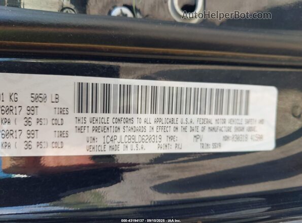 1C4PJLCB9LD620319 2020 JEEP CHEROKEE Black Շարժիչի բաժամունքի տեսք
