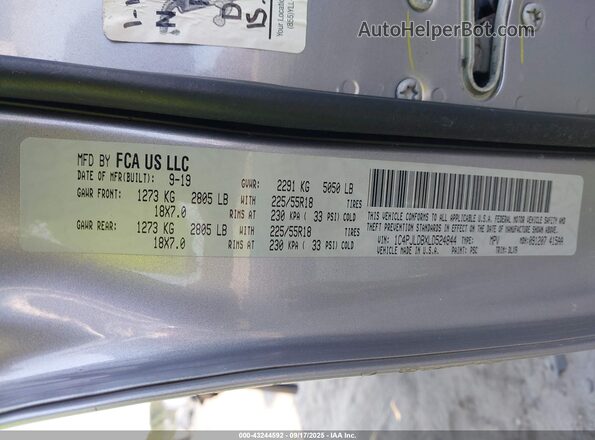 1C4PJLDBXLD524844 2020 JEEP CHEROKEE Silver Вид підкапотного простору