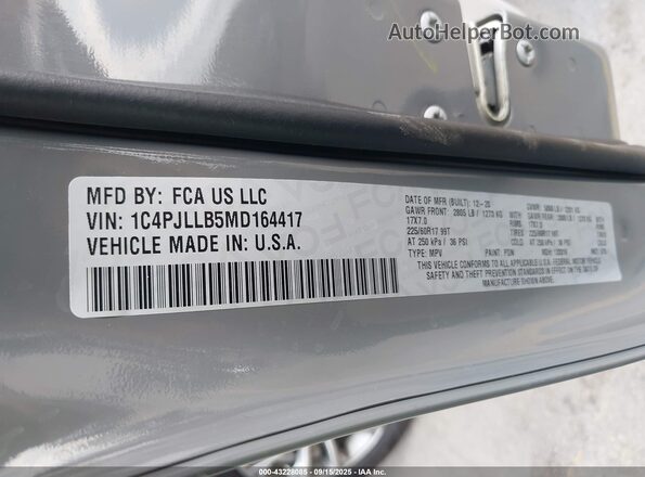 1C4PJLLB5MD164417 2021 JEEP CHEROKEE Gray Շարժիչի բաժամունքի տեսք