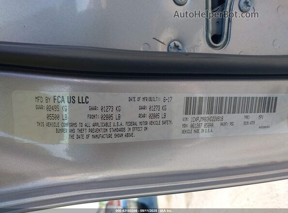 1C4PJMAB3HD220918 2017 JEEP CHEROKEE Gray Vista del compartimento del motor