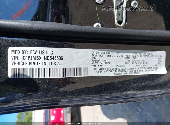 1C4PJMBX1ND548506 2022 JEEP CHEROKEE Black Вид підкапотного простору