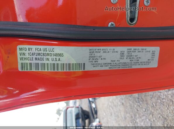 1C4PJMCB3MD148965 2021 JEEP CHEROKEE Orange Շարժիչի բաժամունքի տեսք