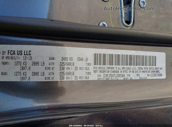 1C4PJMDX7LD583304 2020 JEEP CHEROKEE Gray ძრავის განყოფილების ხედი