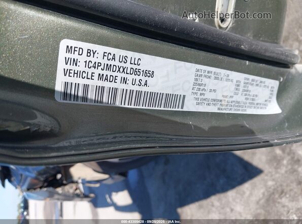 1C4PJMDXXLD651658 2020 JEEP CHEROKEE Серый Вид подкапотного пространства