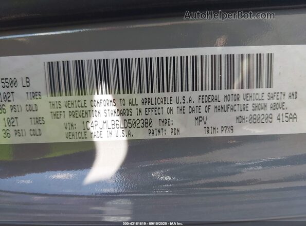 1C4PJMLB6LD502380 2020 JEEP CHEROKEE Gray Շարժիչի բաժամունքի տեսք