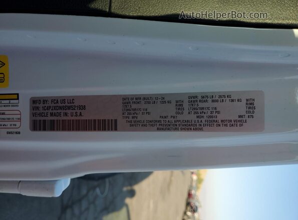 1C4PJXDN9SW521938 2025 JEEP WRANGLER White 