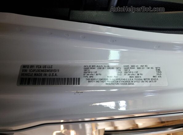1C4PJXEN6SW591511 2025 JEEP WRANGLER Белый 