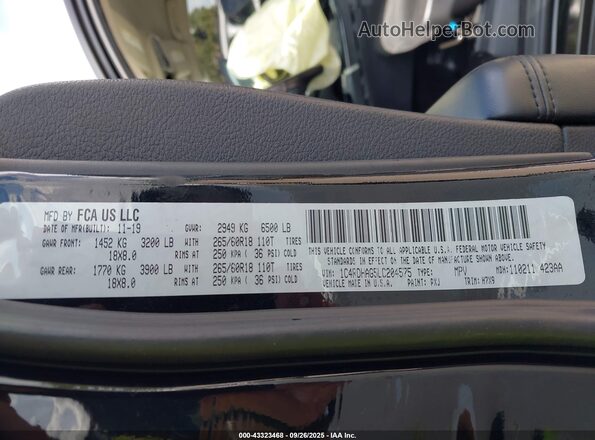 1C4RDHAG5LC204575 2020 DODGE DURANGO Black Engine compartment view