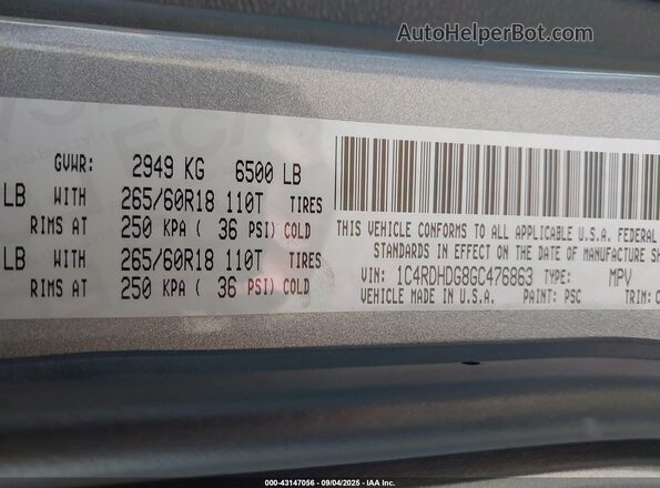 1C4RDHDG8GC476863 2016 DODGE DURANGO Gray Widok komory silnika