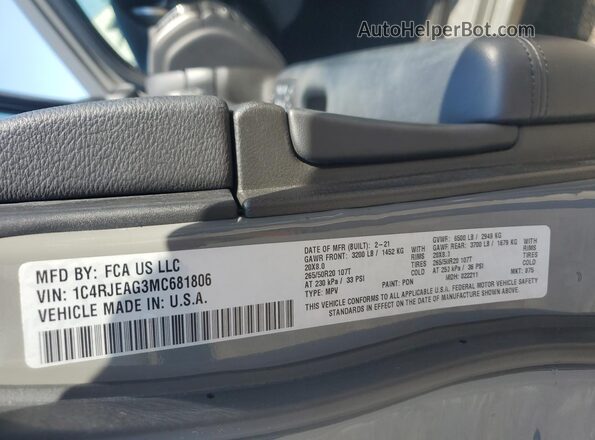 1C4RJEAG3MC681806 2021 JEEP GRAND Gray Սալոնի 360 աստիճան տեսք