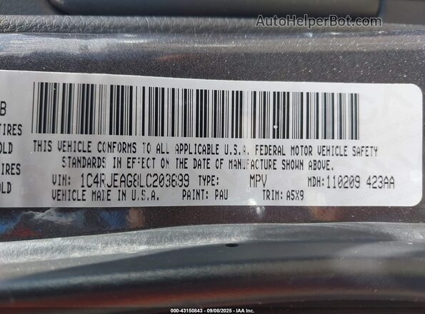 1C4RJEAG8LC203699 2020 JEEP GRAND CHEROKEE Silver ძრავის განყოფილების ხედი