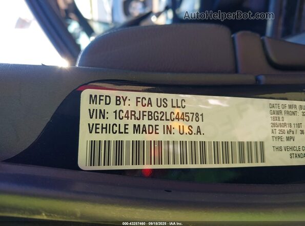 1C4RJFBG2LC445781 2020 JEEP GRAND CHEROKEE Black Vista del compartimento del motor