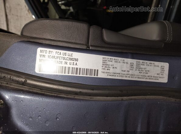 1C4RJFCT0LC390260 2020 JEEP GRAND CHEROKEE Blue ძრავის განყოფილების ხედი