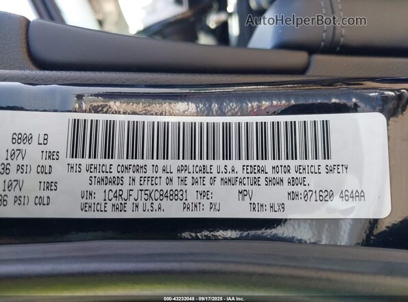 1C4RJFJT5KC848831 2019 JEEP GRAND CHEROKEE Black Շարժիչի բաժամունքի տեսք
