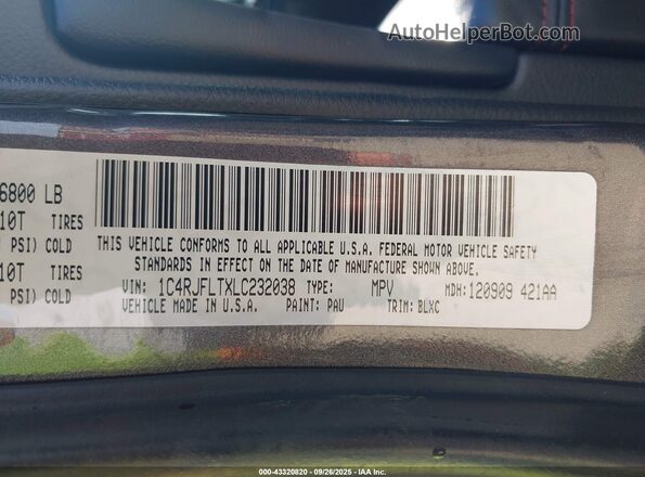 1C4RJFLTXLC232038 2020 JEEP GRAND CHEROKEE Серый Вид подкапотного пространства