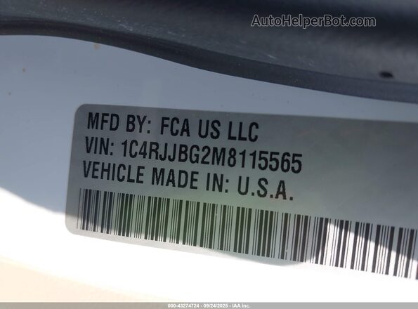 1C4RJJBG2M8115565 2021 JEEP GRAND CHEROKEE L White Widok komory silnika
