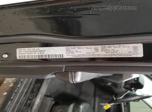 1C4RJKBG5M8135217 2021 JEEP GRAND Black VIN կոդի պիտակի տեսք
