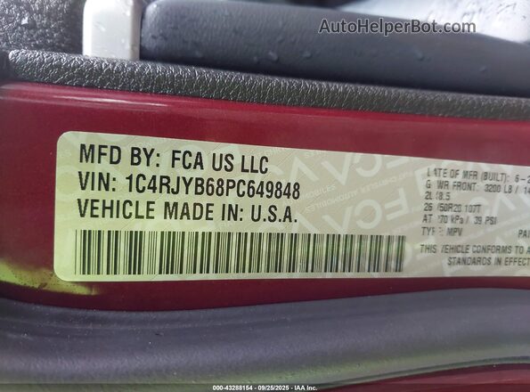 1C4RJYB68PC649848 2023 JEEP GRAND CHEROKEE 4XE Maroon Вид підкапотного простору