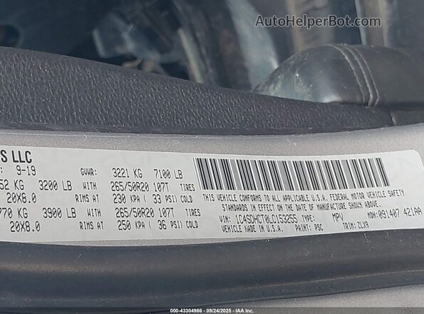 1C4SDHCT0LC153255 2020 DODGE DURANGO Silver 