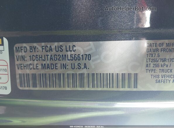 1C6HJTAG2ML566170 2021 JEEP GLADIATOR Gray Widok komory silnika