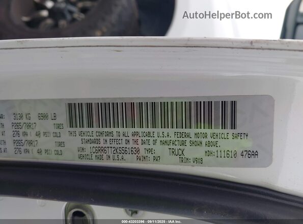 1C6RR6TT2KS561630 2019 RAM 1500 CLASSIC White Engine compartment view