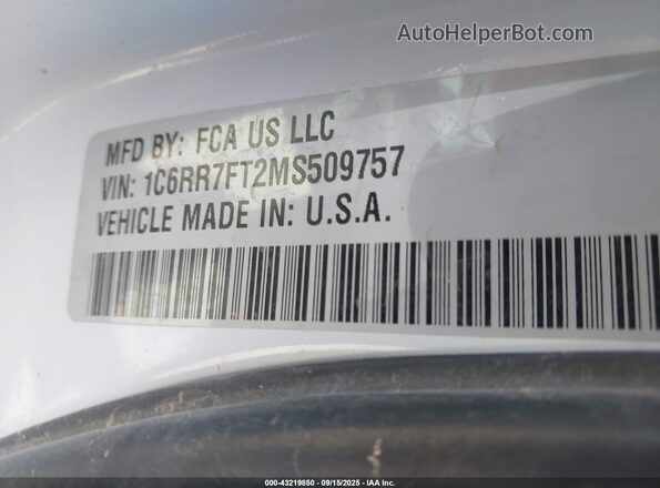 1C6RR7FT2MS509757 2021 RAM 1500 CLASSIC White 