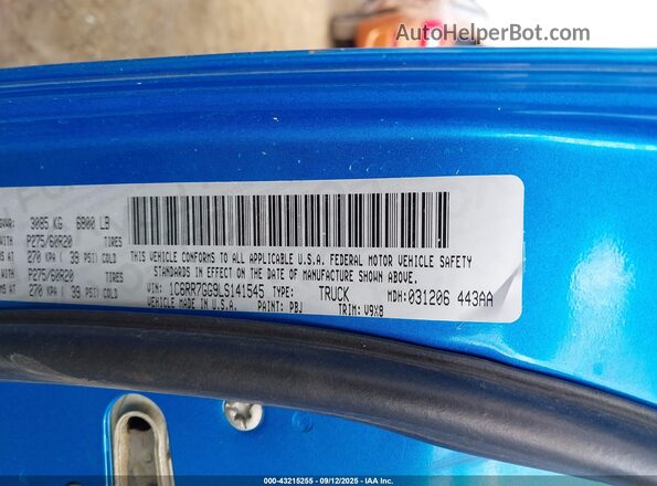 1C6RR7GG9LS141545 2020 RAM 1500 CLASSIC Blue Engine compartment view