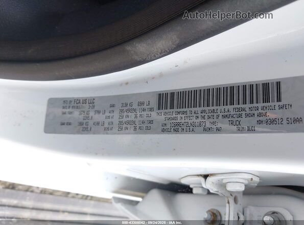 1C6RREHT2LN311873 2020 RAM 1500 White ძრავის განყოფილების ხედი