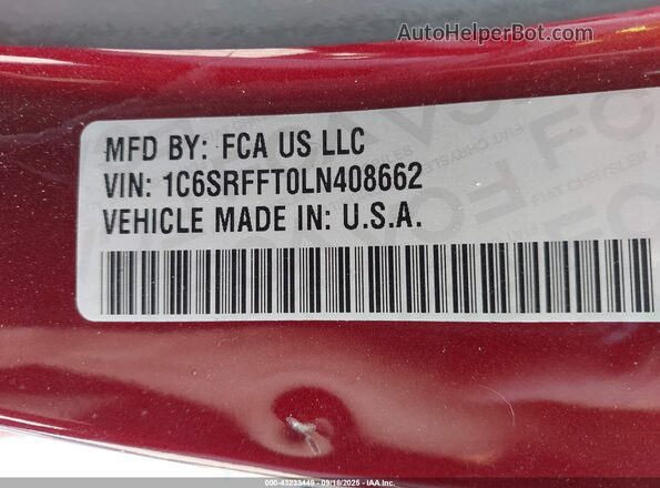 1C6SRFFT0LN408662 2020 RAM 1500 Maroon Widok komory silnika