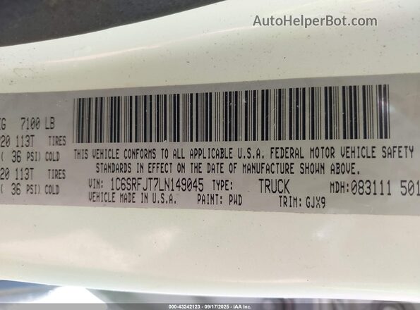 1C6SRFJT7LN149045 2020 RAM 1500 Белый Вид подкапотного пространства