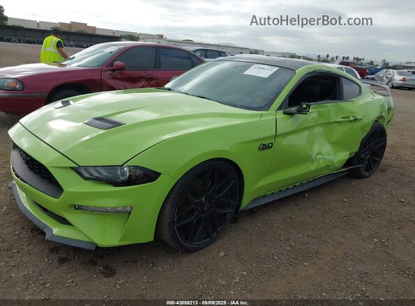 1FA6P8TH2L5121325 2020 FORD MUSTANG Green წინა მარცხენა ხედი სამი მეოთხედიდან