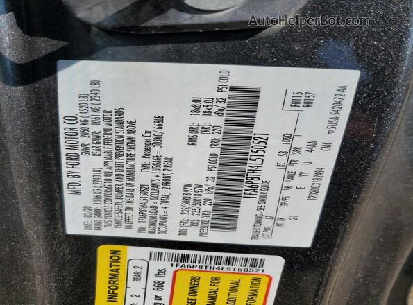 1FA6P8TH4L5150521 2020 FORD MUSTANG Gray Widok naklejki z numerem VIN