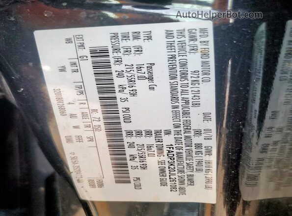 1FADP3K20JL261082 2018 FORD FOCUS Black 