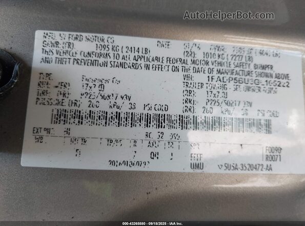 1FADP5BU3GL105222 2016 FORD C-MAX HYBRID Желто-коричневый Вид подкапотного пространства
