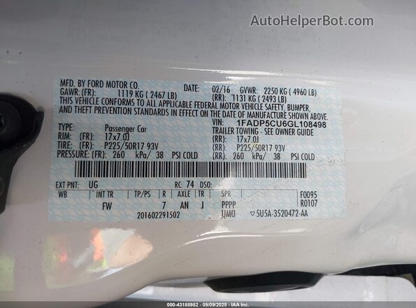 1FADP5CU6GL108498 2016 FORD C-MAX ENERGI White 