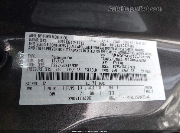 1FADP5DU3JL101529 2018 FORD C-MAX HYBRID Gray Widok komory silnika