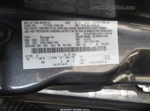 1FADP5EU4HL113018 2017 FORD C-MAX ENERGI Gray ძრავის განყოფილების ხედი