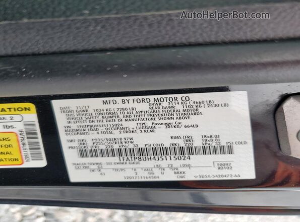 1FATP8UH4J5115024 2018 FORD MUSTANG Black 