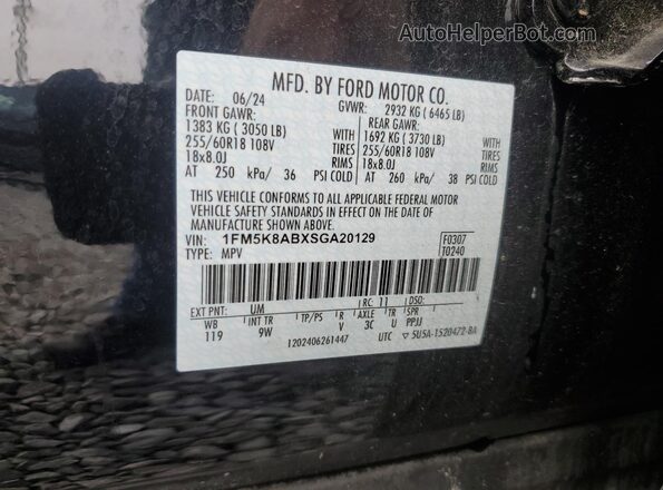 1FM5K8ABXSGA20129 2025 FORD FORD EXPLORER Black VIN კოდის სტიკერის ხედი