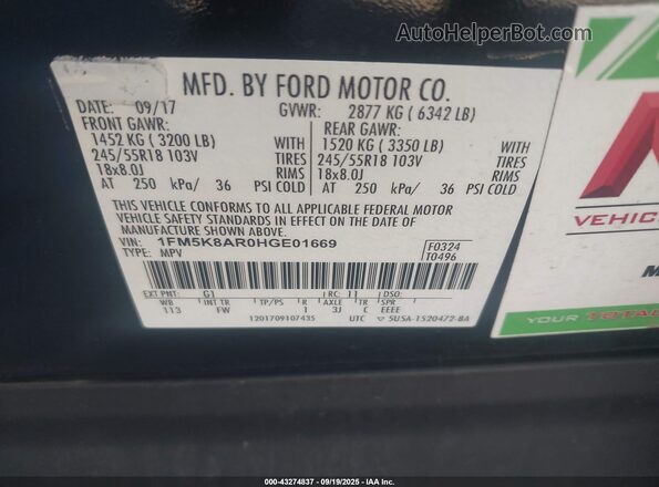 1FM5K8AR0HGE01669 2017 FORD POLICE INTERCEPTOR Black 
